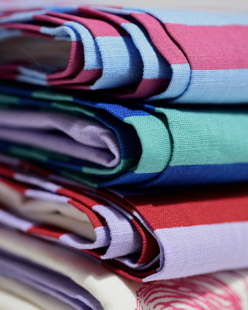 Tischdecke RAYURES AU DÎNER weiß, hellblau & rosa Bild 3