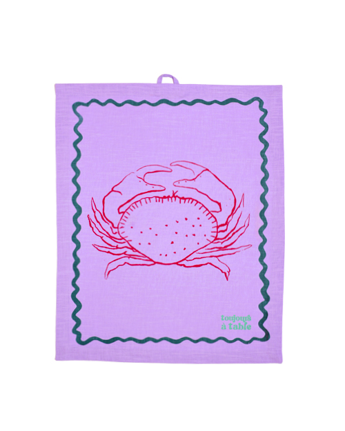 Geschirrtuch SALUT LE CRABE flieder & dunkelgrün Bild 2
