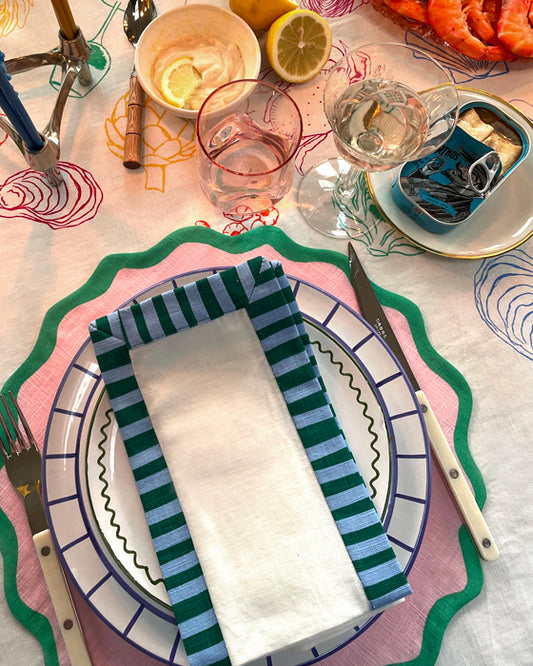 Serviette, 2er MARÉE hellblau & grün Bild 1