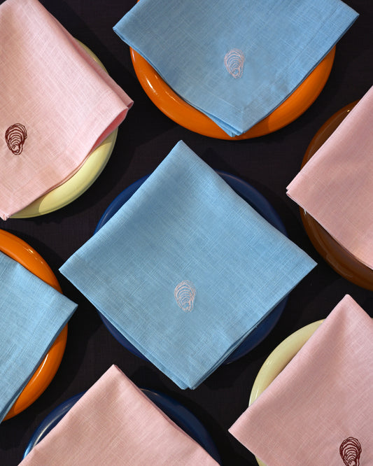 Serviette, 2er HUÎTRE hellblau & rosa Bild 1