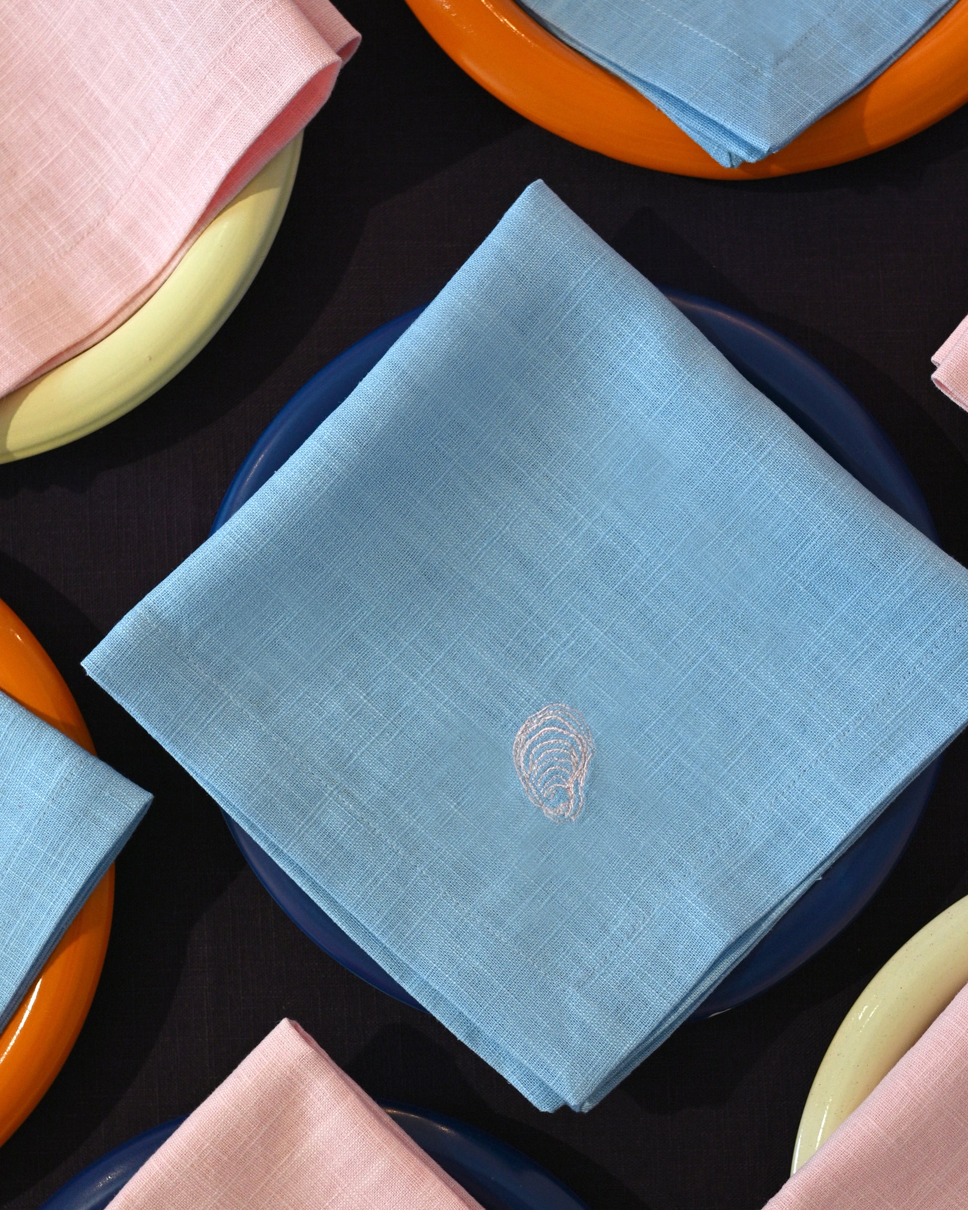 Servietten HUÎTRE hellblau & rosa Bild 3