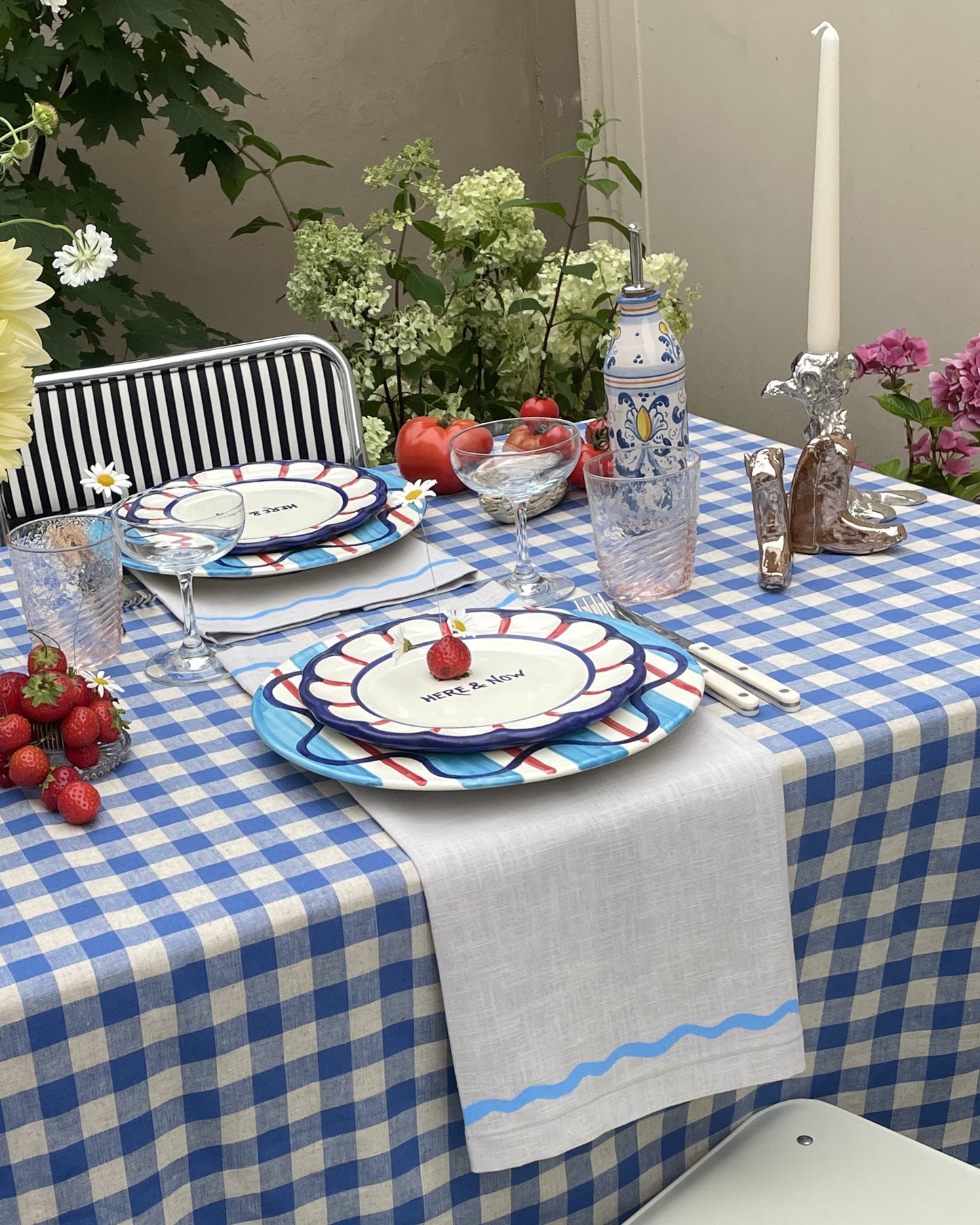 Serviette, 2er PETITES VAGUES beige & hellblau Bild 1