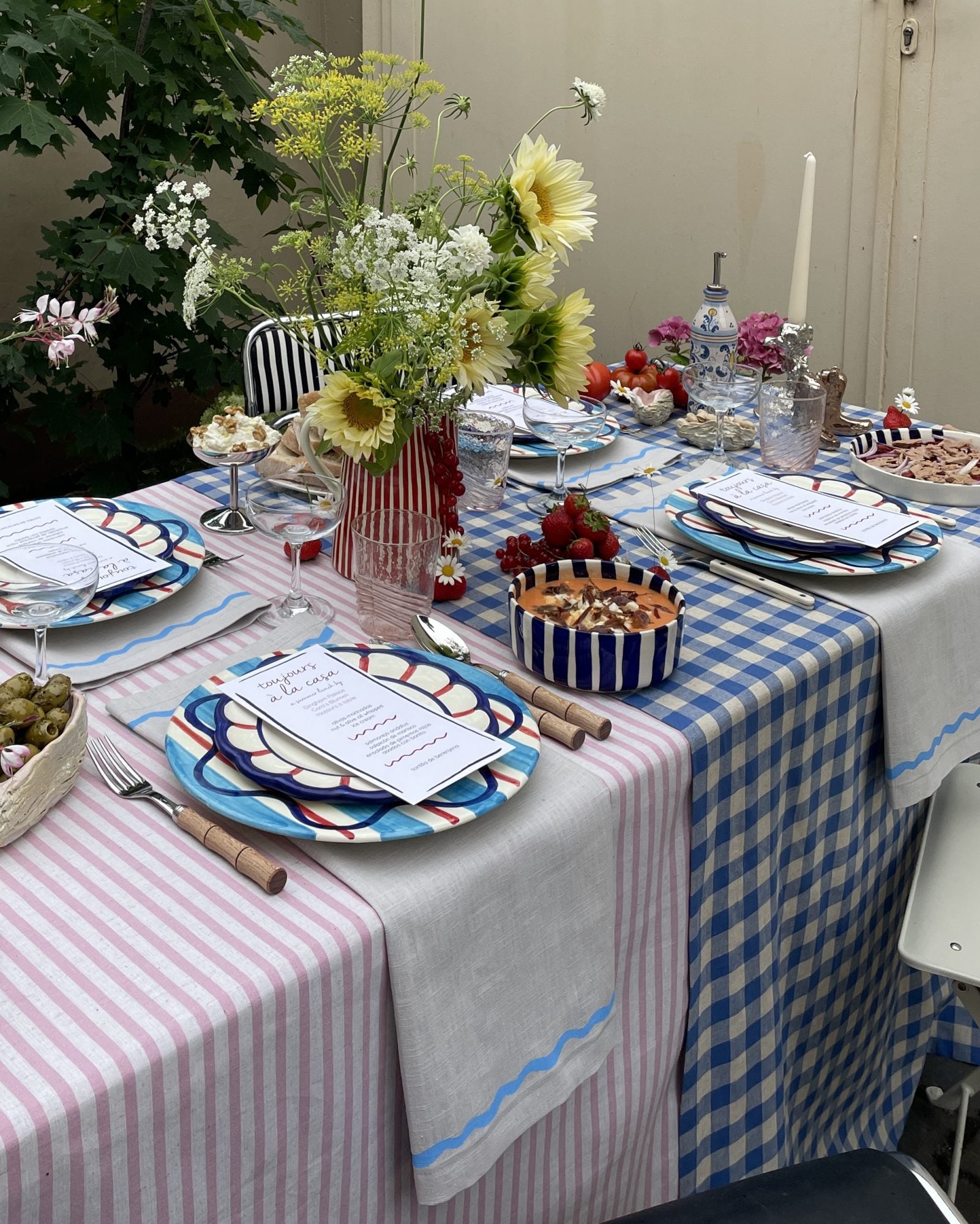 Serviette, 2er PETITES VAGUES beige & hellblau Bild 3