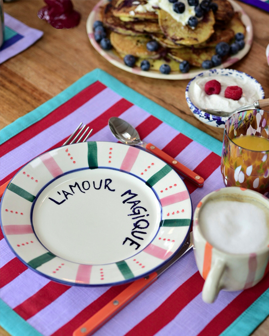 Tischset MARINIÈRE flieder & rot Bild 1