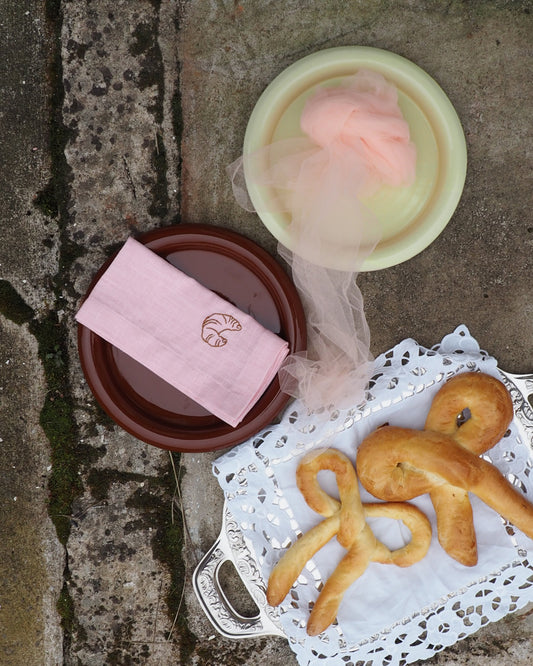 Serviette, 2er CROISSANT rosa & karamell Bild 1