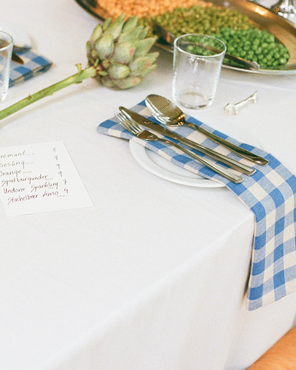 Serviette, 2er VICHY BLEU cremeweiß & blau Bild 3