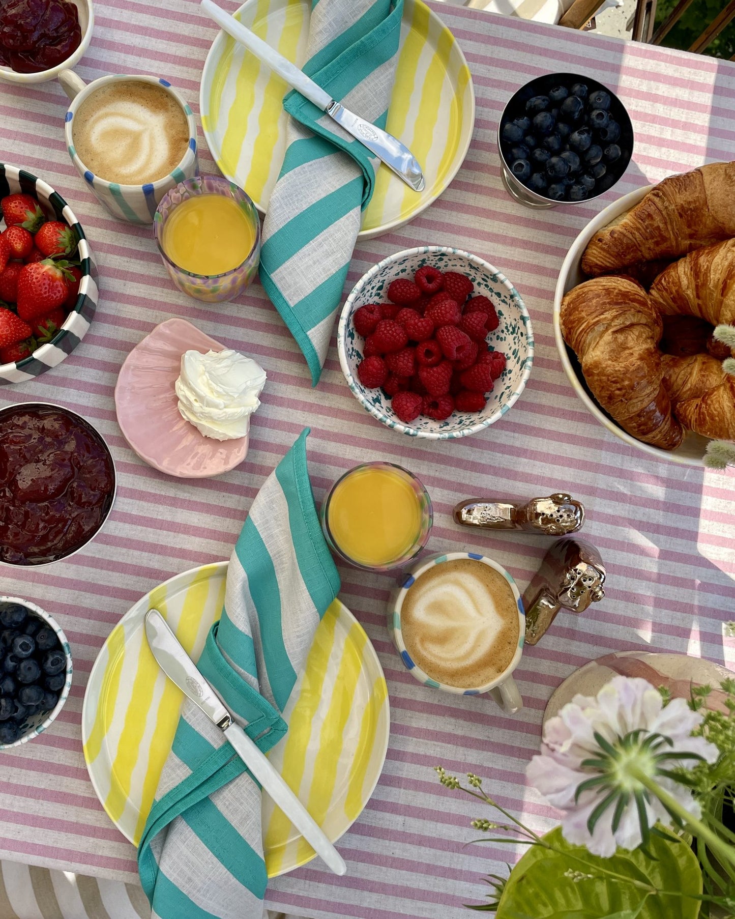 Serviette, 2er MARINIÈTTE sand & türkis Bild 1