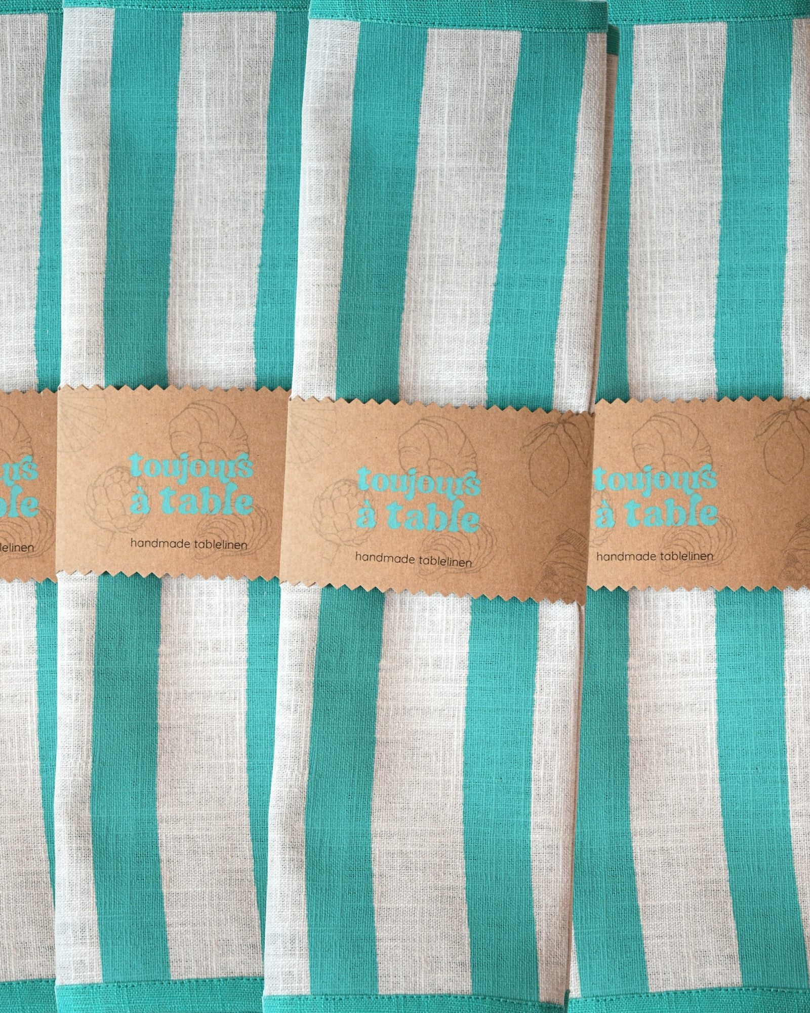 Serviette, 2er MARINIÈTTE sand & türkis Bild 3