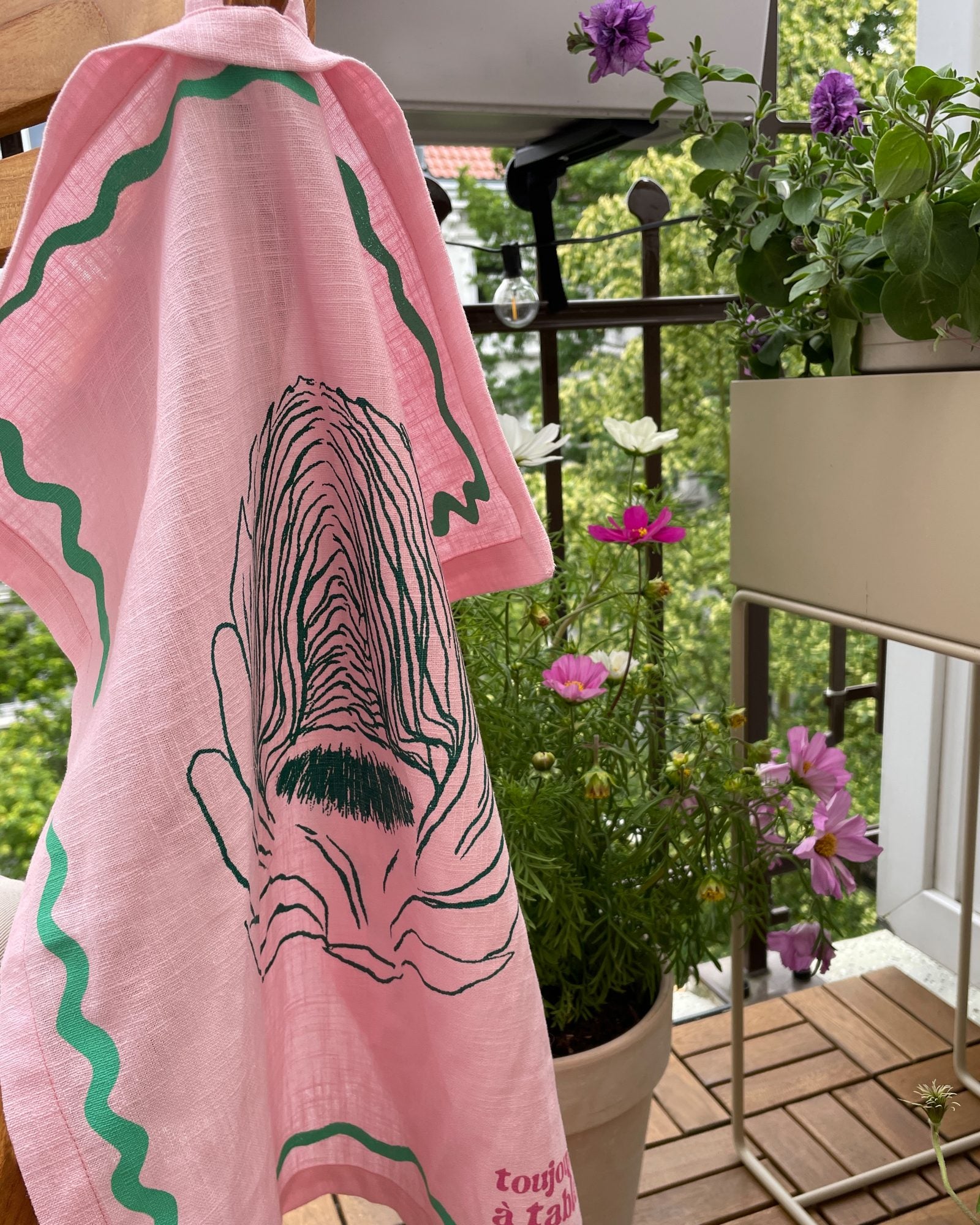 Geschirrtuch L'ARTICHAUT rosa & grün Bild 1