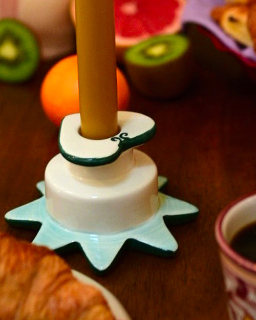 Kerzenständer STAR & HEART grün-hellblau Bild 3