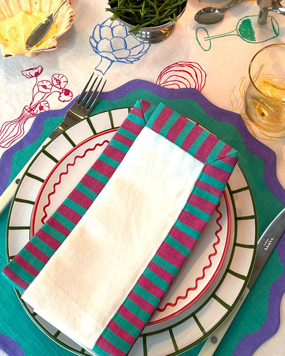 Serviette, 2er MARÉE türkis & rosa Bild 1