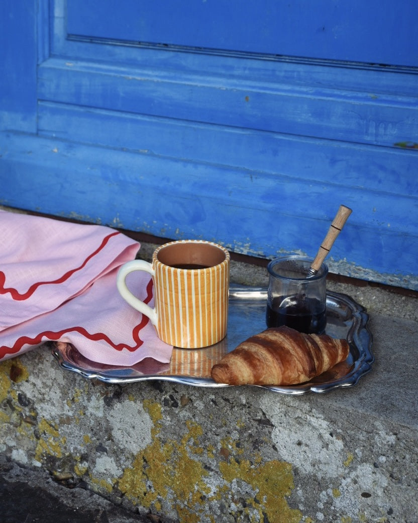 Becher VACANZA gelb-weiß gestreift Bild 1