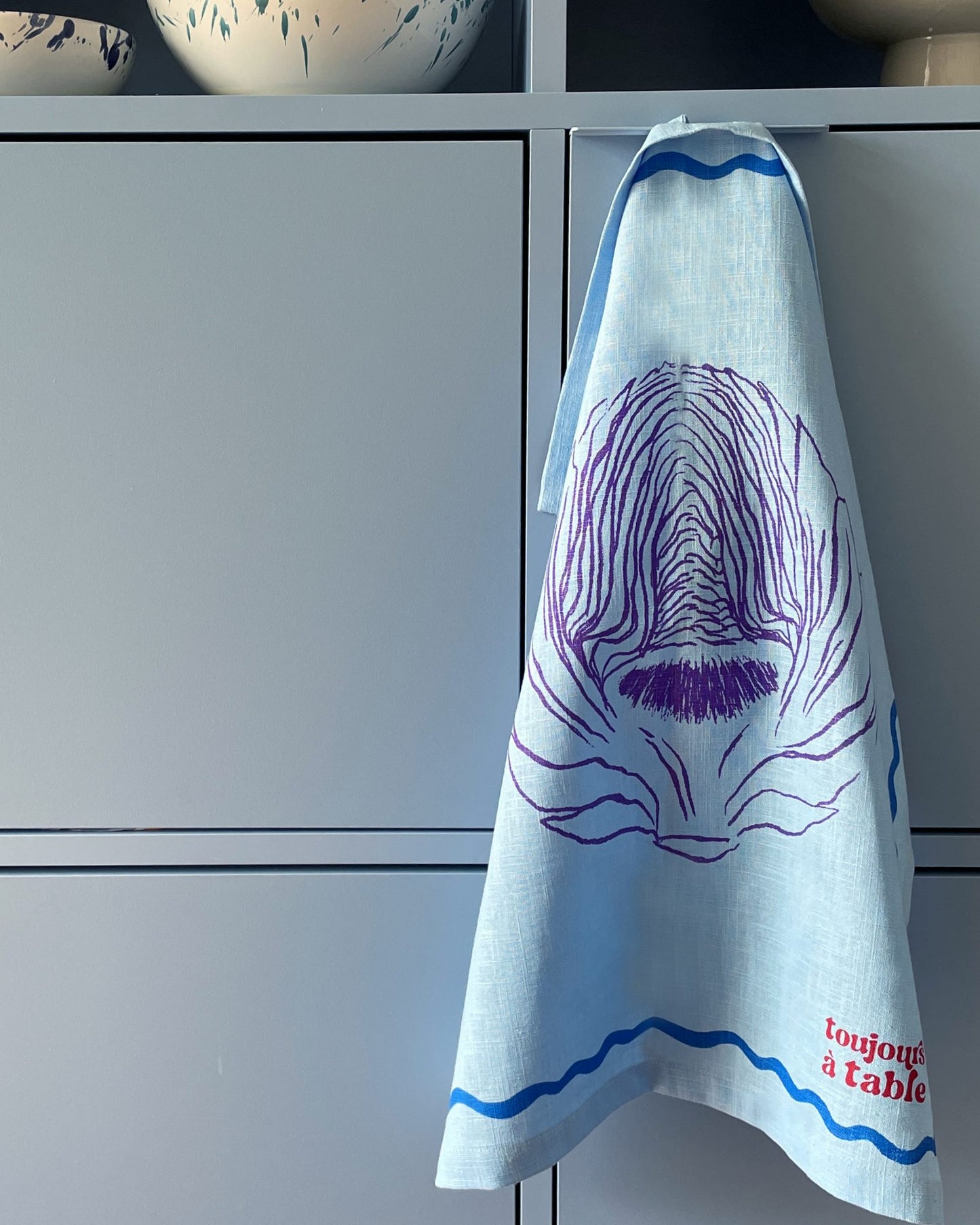 Geschirrtuch L'ARTICHAUT hellblau & violett Bild 1