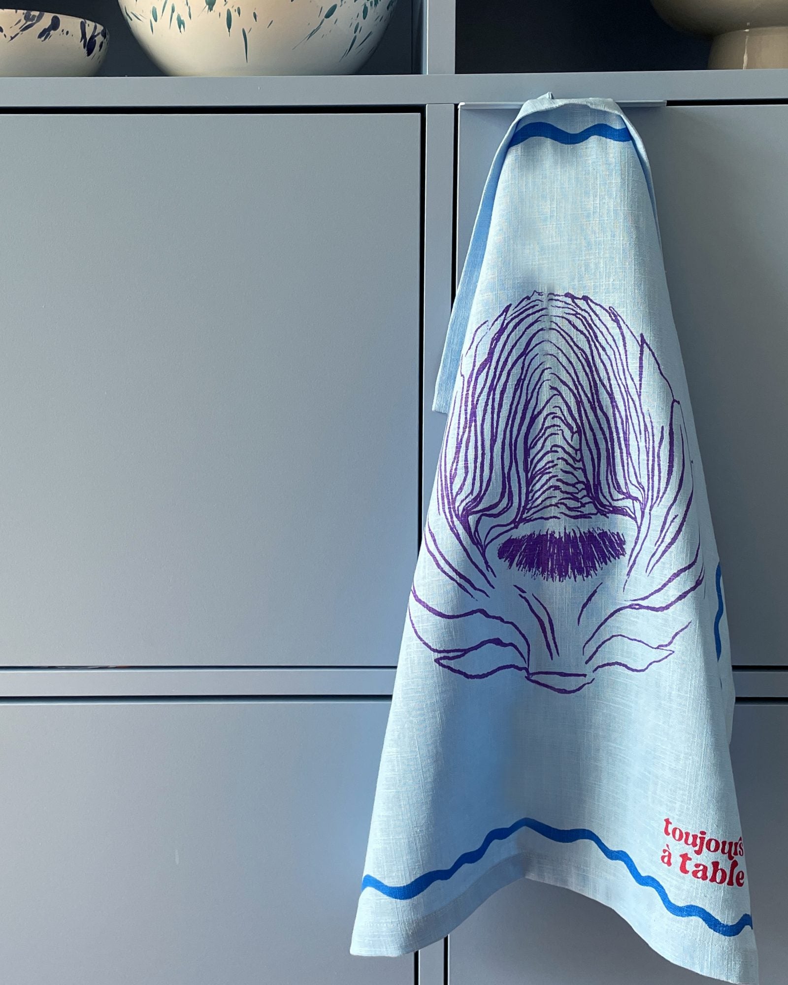 Geschirrtuch L'ARTICHAUT hellblau & violett Bild 1