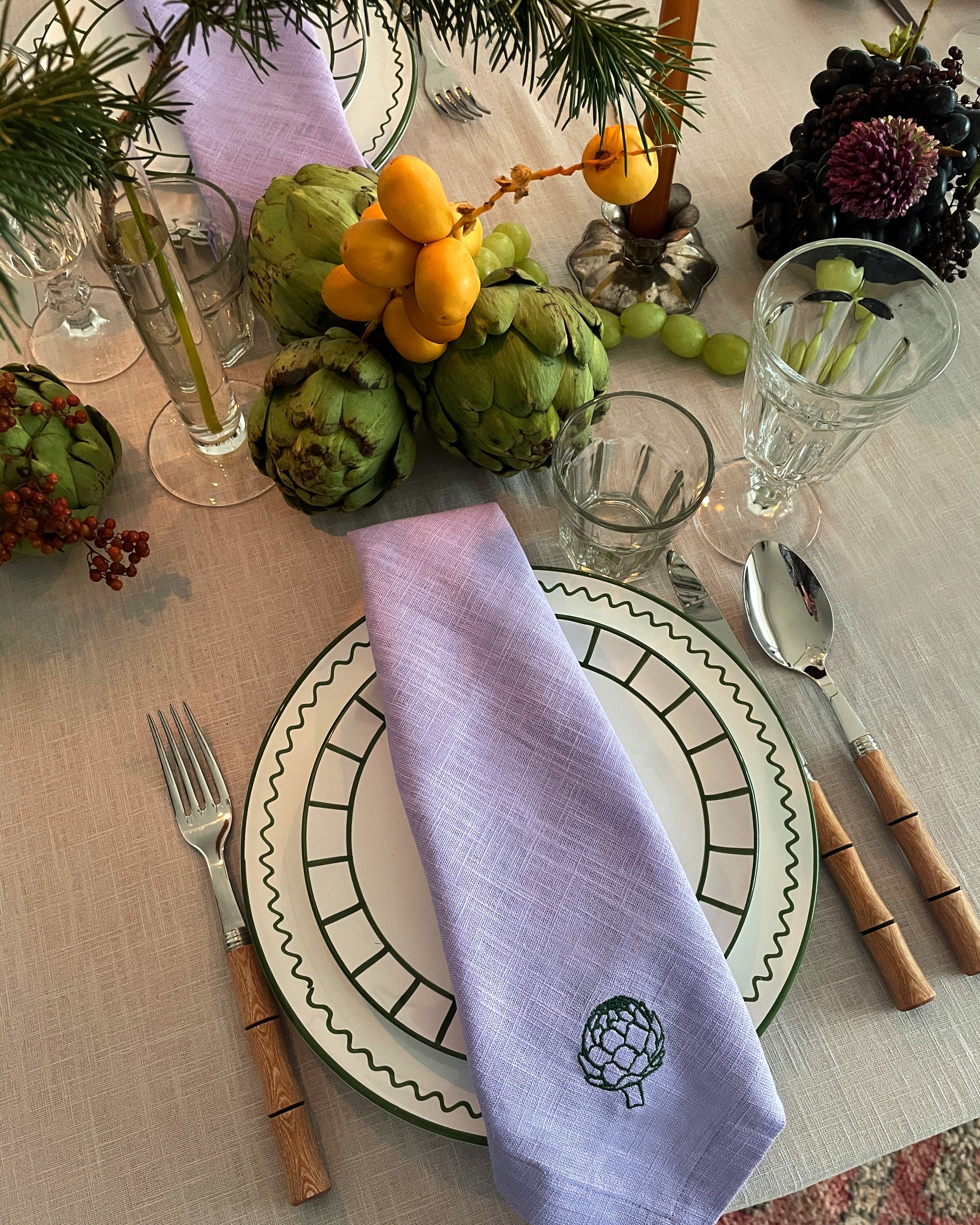 Serviette, 2er ARTICHAUT flieder & grün Bild 1