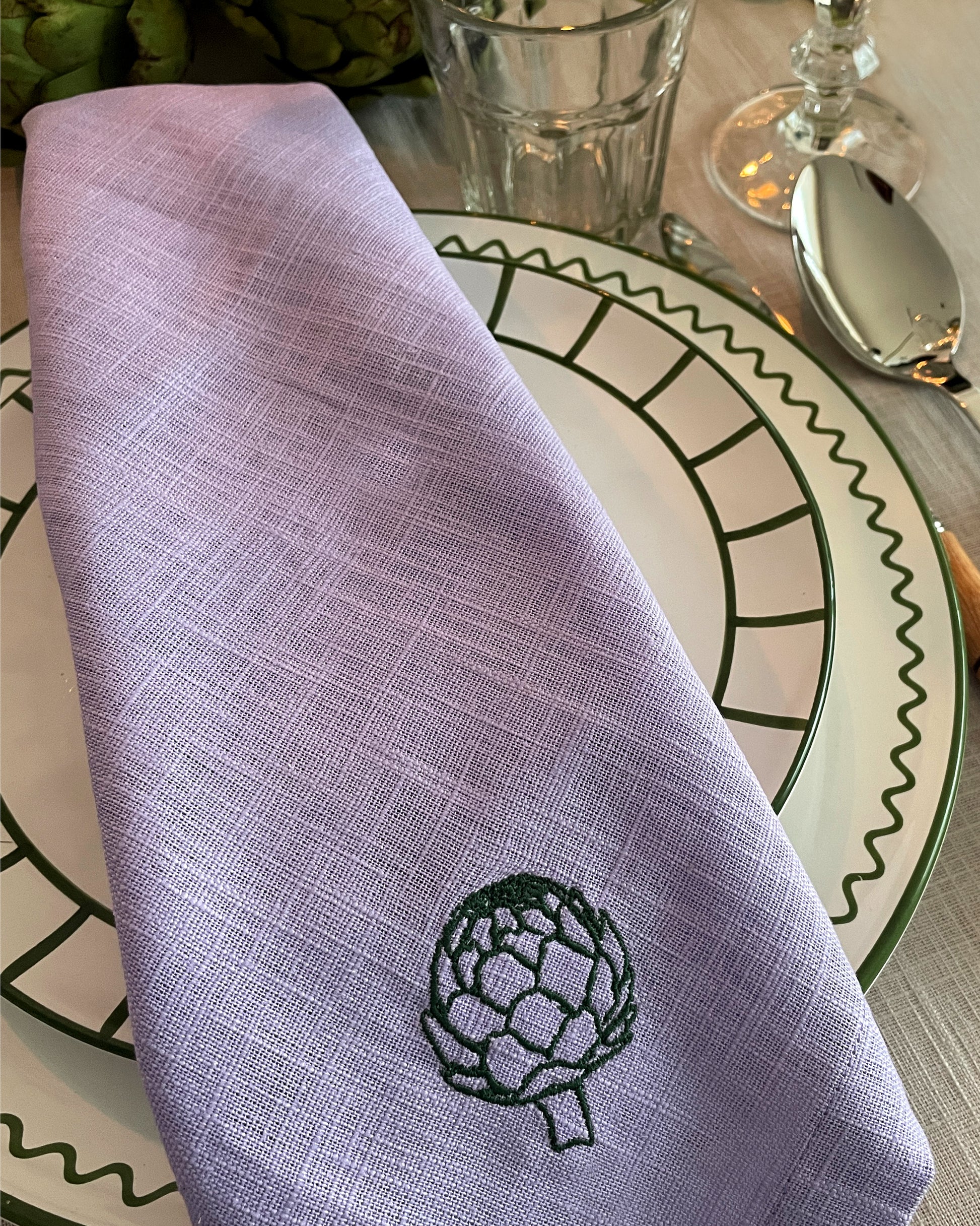 Serviette, 2er ARTICHAUT flieder & grün Bild 3