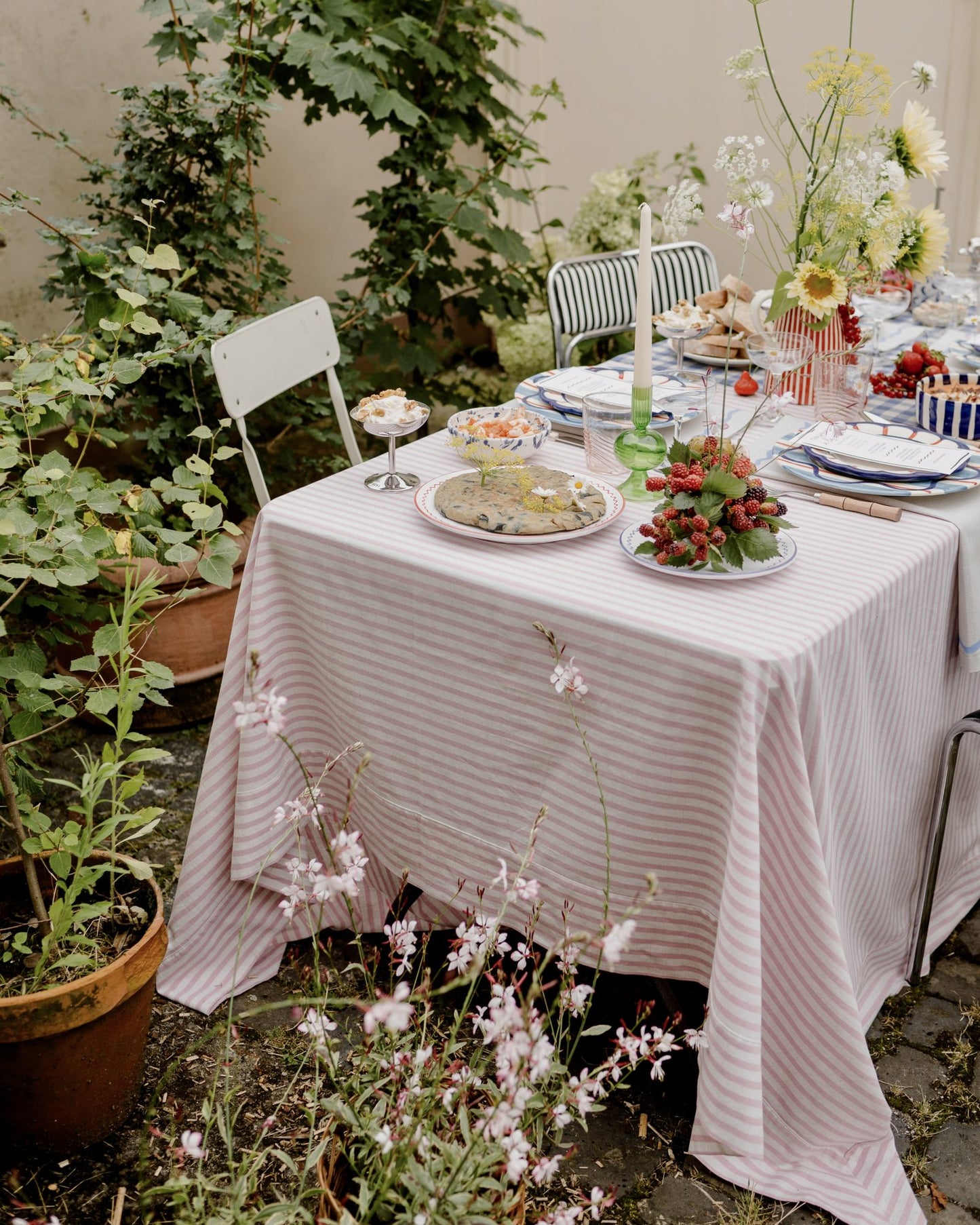 Tischdecke RAYURES ROSES cremeweiß & rosa Bild 1