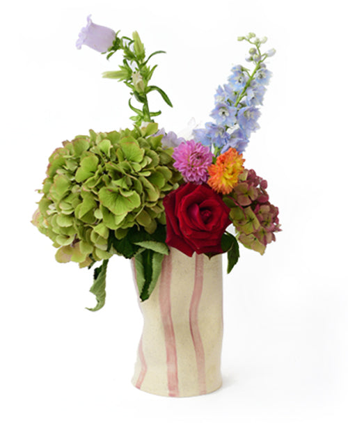 Vase AU CREUX DES MAINS rosa gestreift Bild 1