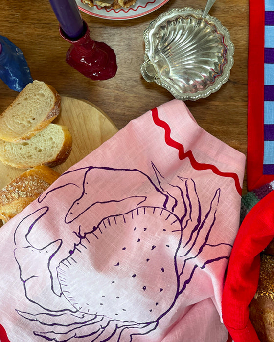Geschirrtuch SALUT LE CRABE rosa & rot Bild 1