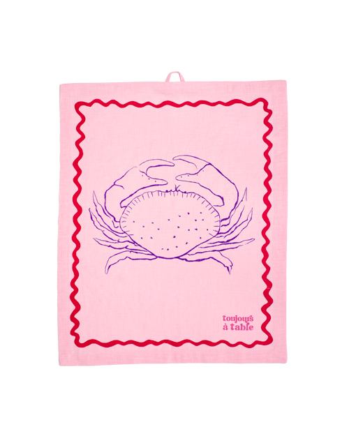 Geschirrtuch SALUT LE CRABE rosa & rot Bild 2