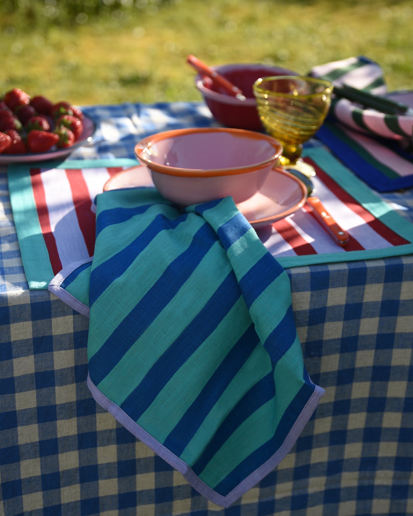 Serviette, 2er MARINIÈTTE türkis & flieder Bild 1