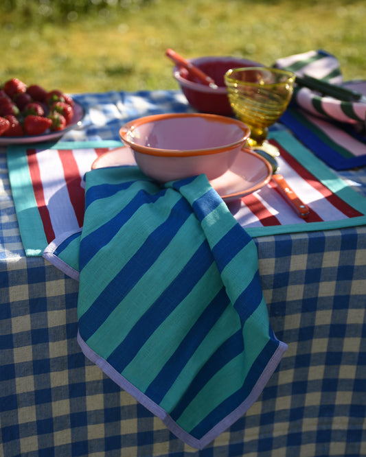 Serviette, 2er MARINIÈTTE türkis & flieder Bild 1