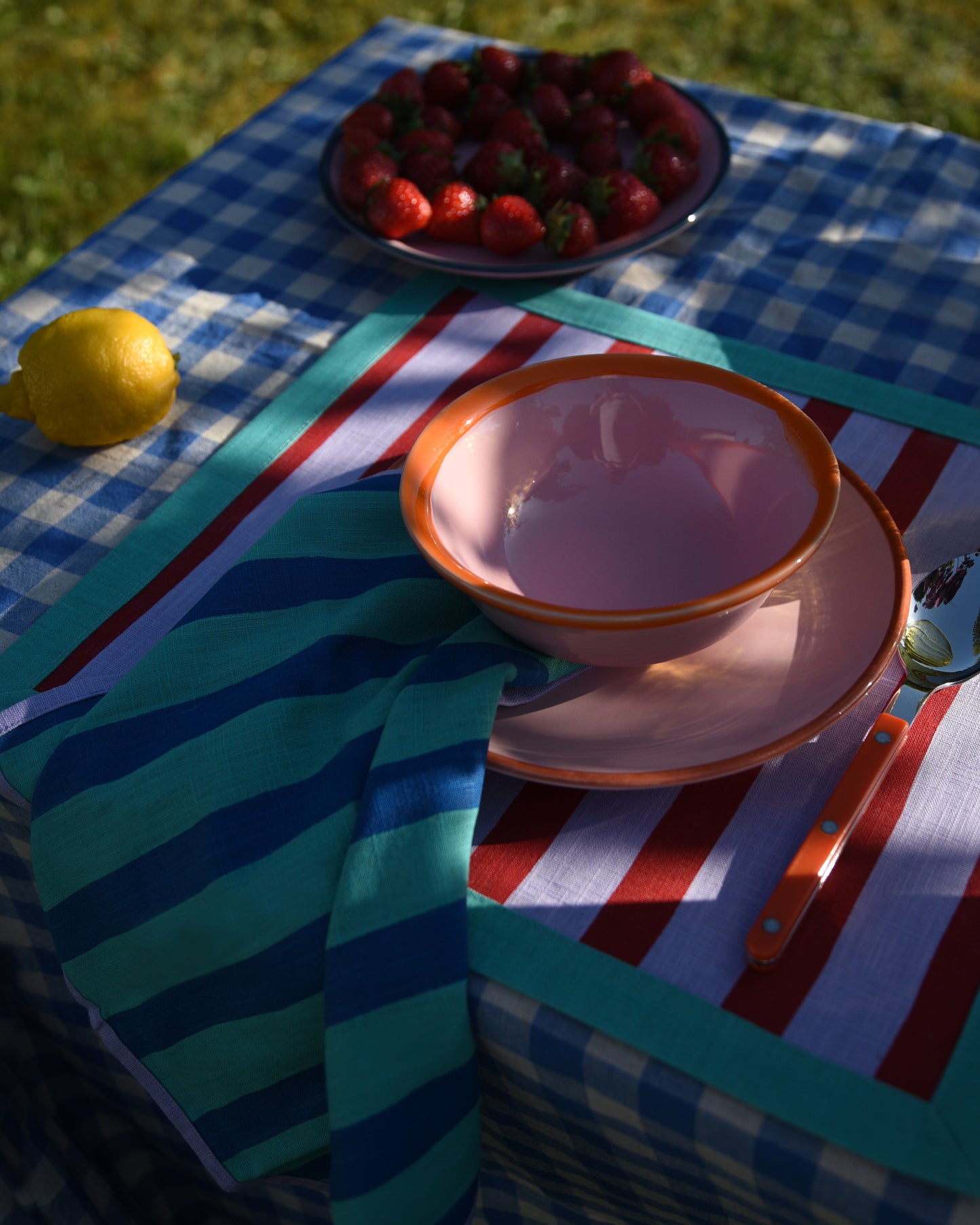 Serviette, 2er MARINIÈTTE türkis & flieder Bild 3