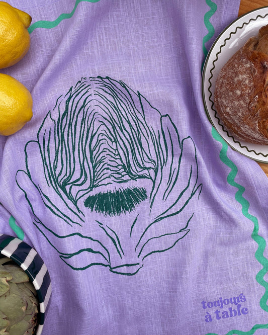Geschirrtuch L'ARTICHAUT flieder & dunkelgrün Bild 1