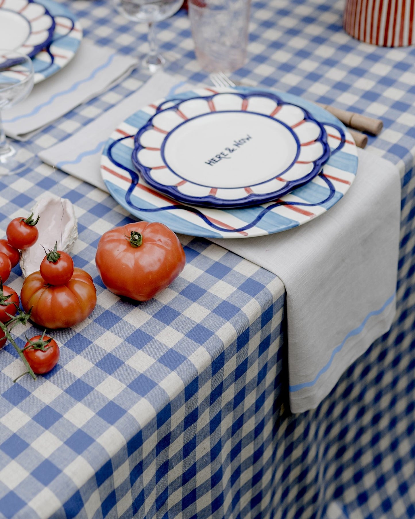Tischdecke VICHY BLEU cremeweiß & blau Bild 3