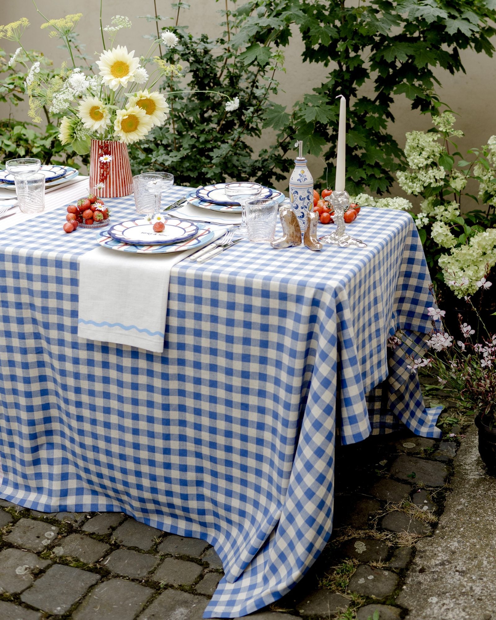 Tischdecke VICHY BLEU cremeweiß & blau Bild 1
