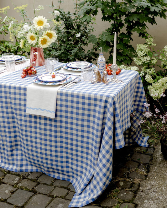 Tischdecke VICHY BLEU cremeweiß & blau Bild 1
