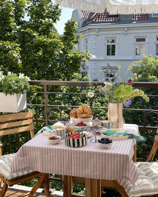 Tischdecke RAYURES ROSES PETITE cremeweiß & rosa Bild 1