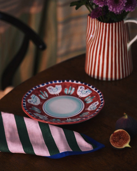 Serviette, 2er MARINIÈTTE rosa & grün Bild 1