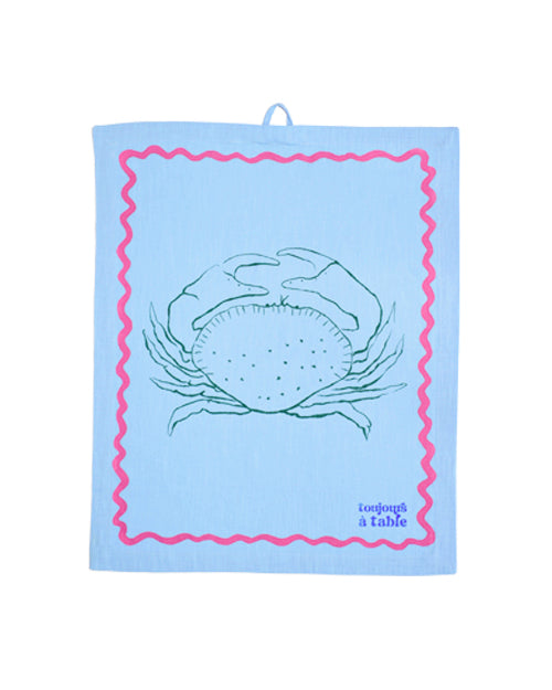 Geschirrtuch SALUT LE CRABE hellblau & rosa Bild 2