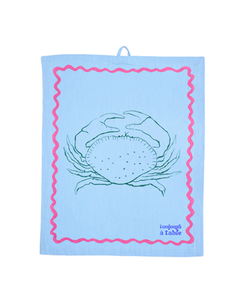 Geschirrtuch SALUT LE CRABE hellblau & rosa Bild 2