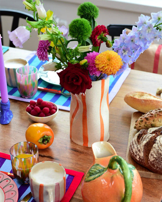 Vase AU CREUX DES MAINS orange gestreift Bild 1