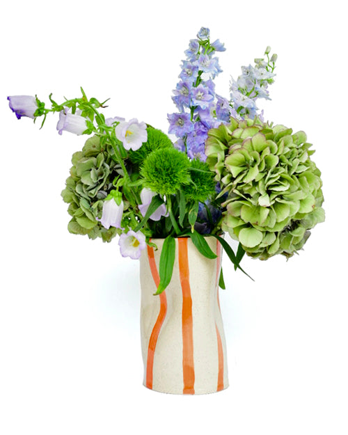 Vase AU CREUX DES MAINS orange gestreift Bild 2