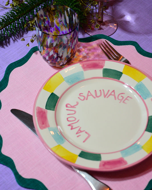 Tischset VAGUE rosa & dunkelgrün Bild 1