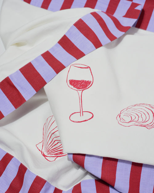 Tischdecke LE CRABE HEUREUX rot & flieder Bild 4