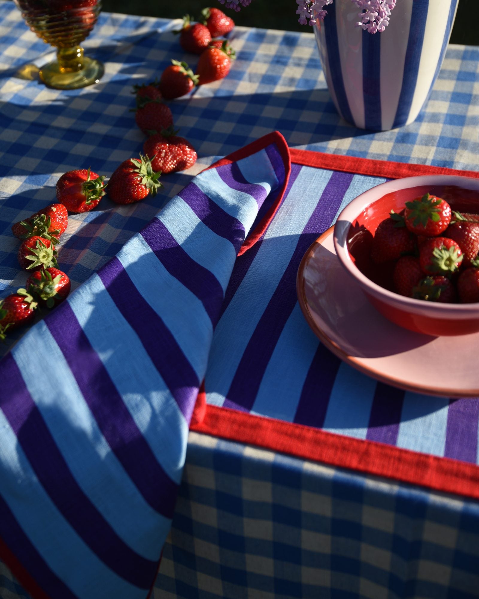 Serviette, 2er MARINIÈTTE hellblau & violett Bild 1